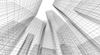 mimari konsepti Eskiz 3d illüstrasyon