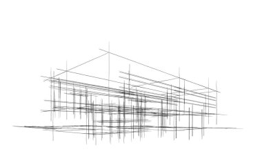 Ev kavramı kroki 3d çizim
