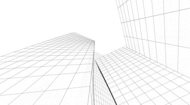 mimari konsepti Eskiz 3d illüstrasyon