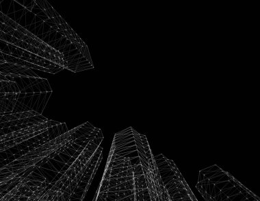 mimari konsepti Eskiz 3d illüstrasyon