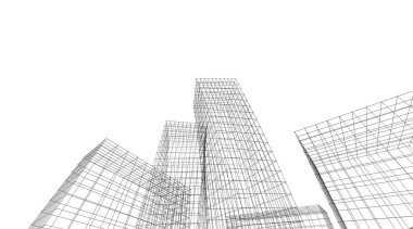 mimari konsepti Eskiz 3d illüstrasyon