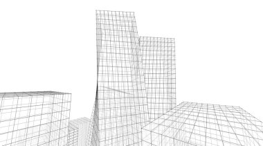 mimari konsepti Eskiz 3d illüstrasyon