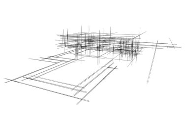 Ev kavramı kroki 3d çizim