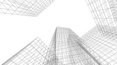 mimari konsepti Eskiz 3d illüstrasyon