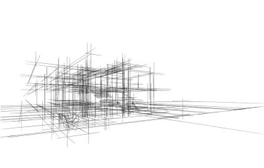 Ev kavramı kroki 3d çizim