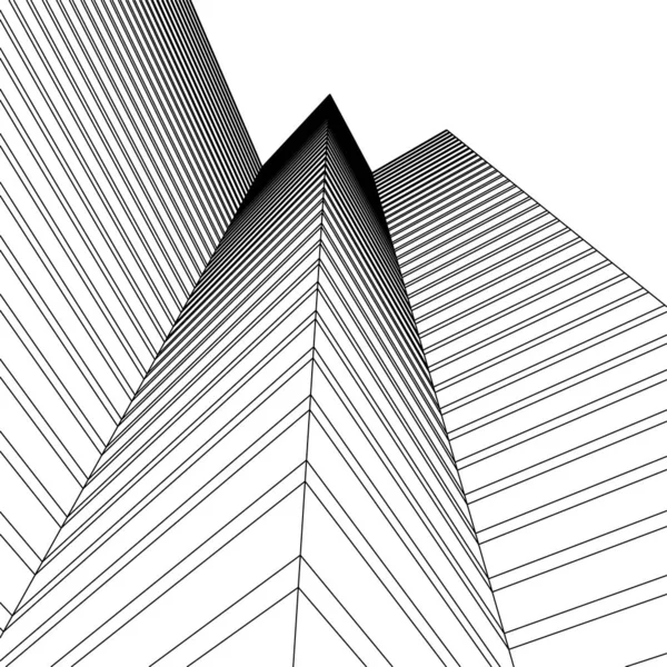 建筑概念素描3D — 图库照片