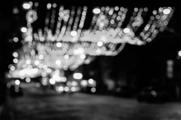 Black White Blurred City Lights — Stock Photo, Image