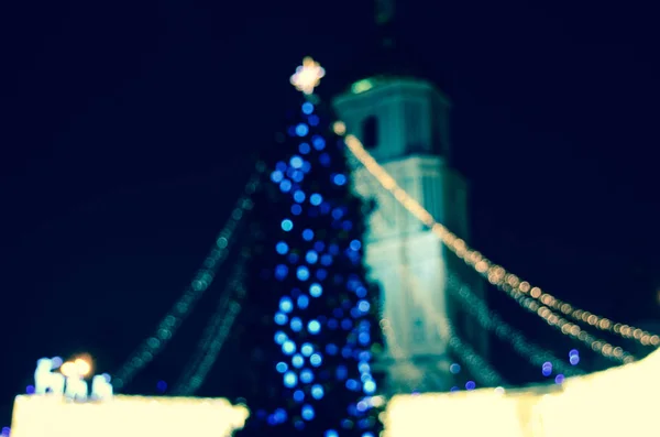 Vista Borrosa Del Árbol Navidad Kiev Ucrania —  Fotos de Stock