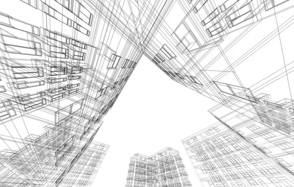 architecture concept sketch 3d illustration