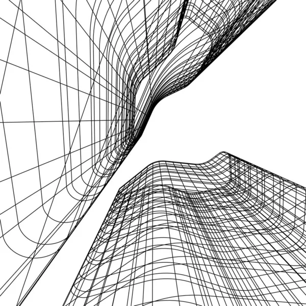 建筑概念素描3D — 图库照片