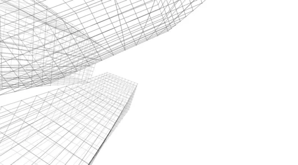 建筑概念素描3D — 图库照片