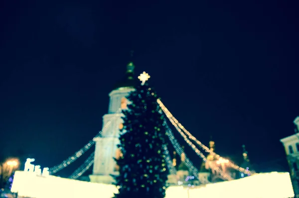Blurred View Christmas Tree Kyiv Ukraine — Stock Photo, Image