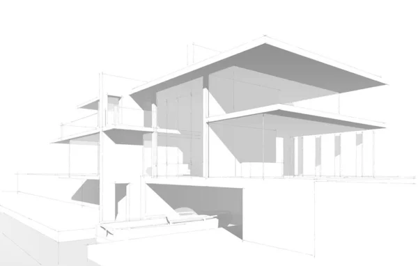 房子概念剪影3D — 图库照片