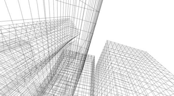 建筑概念素描3D — 图库照片