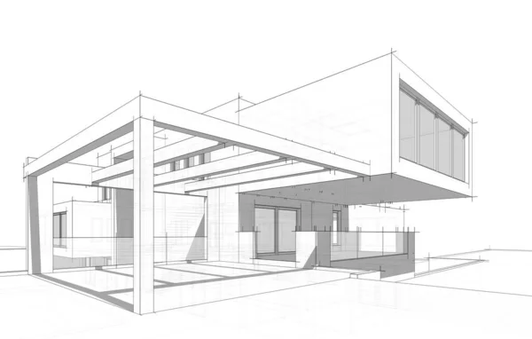 房子概念剪影3D — 图库照片