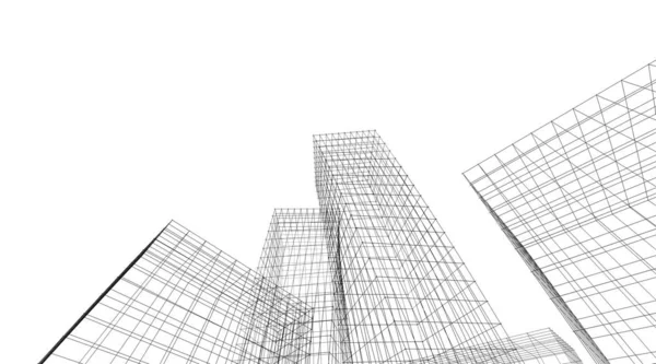 mimari konsepti Eskiz 3d illüstrasyon