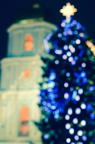 Vue Floue Arbre Noël Kiev Ukraine — Photo