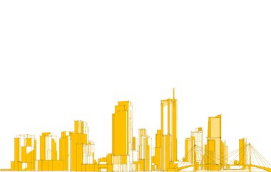 mimari konsepti Eskiz 3d illüstrasyon