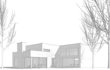 mimari konsepti Eskiz 3d illüstrasyon