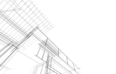 mimari konsepti Eskiz 3d illüstrasyon