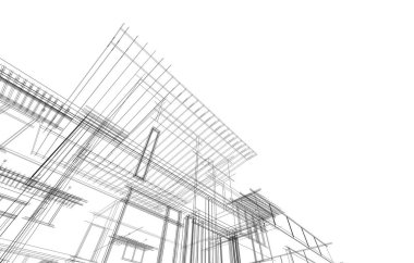 mimari konsepti Eskiz 3d illüstrasyon