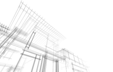 mimari konsepti Eskiz 3d illüstrasyon