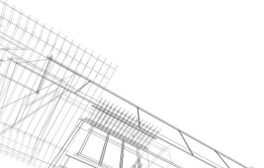 mimari konsepti Eskiz 3d illüstrasyon