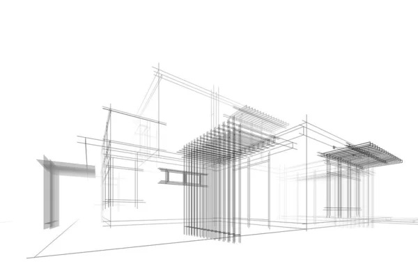 建筑概念素描3D — 图库矢量图片