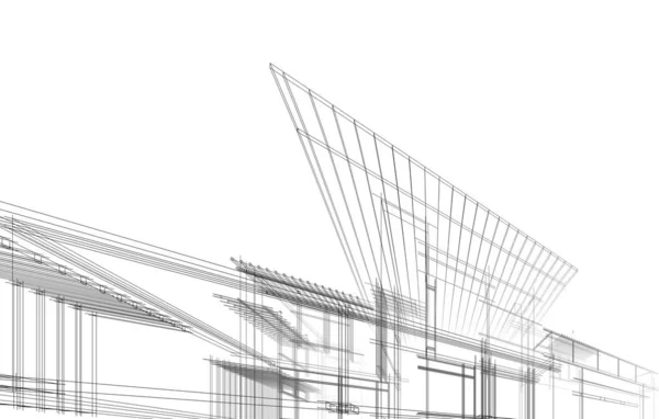 Építészeti Koncepció Vázlat Illusztráció — Stock Vector