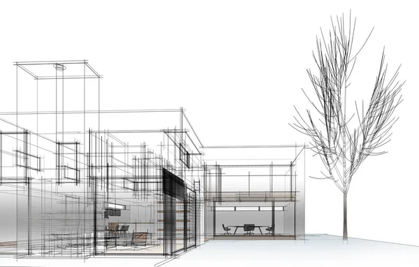 Ev kavramı kroki 3d çizim