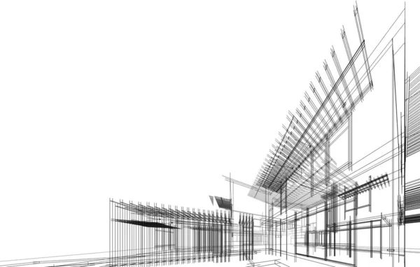 Schizzo Concetto Architettura Illustrazione — Vettoriale Stock