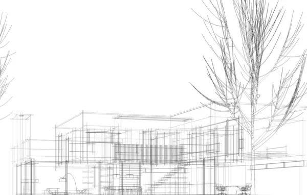Huis Concept Schets Illustratie — Stockvector