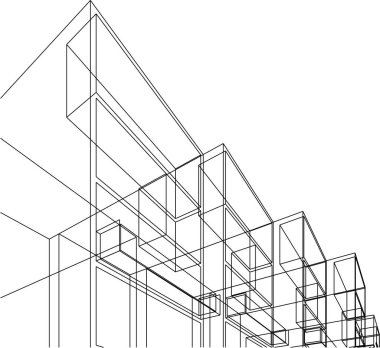 Ev kavramı kroki 3d vektör çizim