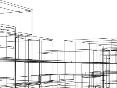 Ev kavramı kroki 3d vektör çizim