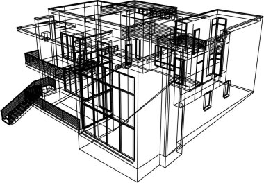 Ev kavramı kroki 3d vektör çizim