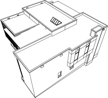 Ev kavramı kroki 3d vektör çizim