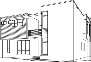 Ev kavramı kroki 3d vektör çizim