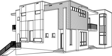 Ev kavramı kroki 3d vektör çizim