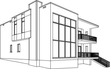 Ev kavramı kroki 3d vektör çizim