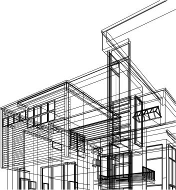 Ev kavramı kroki 3d vektör çizim