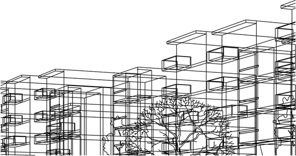 Conception Maison Croquis Illustration Vectorielle — Image vectorielle