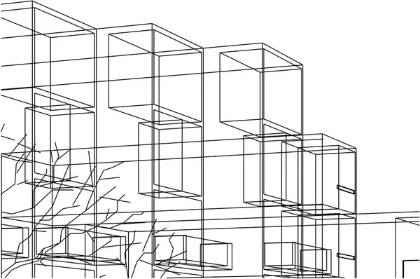 Conception Maison Croquis Illustration Vectorielle — Image vectorielle