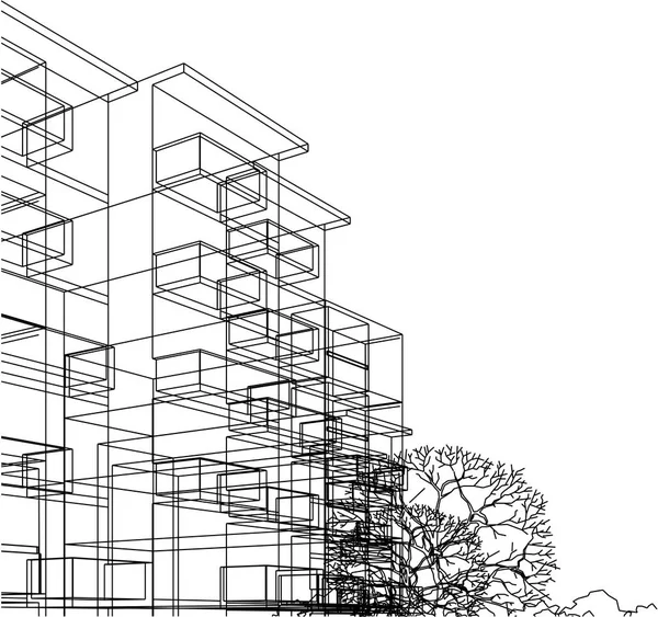 Casa Concepto Boceto Vector Ilustración — Archivo Imágenes Vectoriales