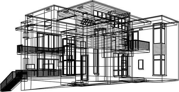 房子概念剪影3D 向量例证 — 图库矢量图片