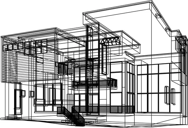 Haus Konzept Skizze Vektor Illustration — Stockvektor