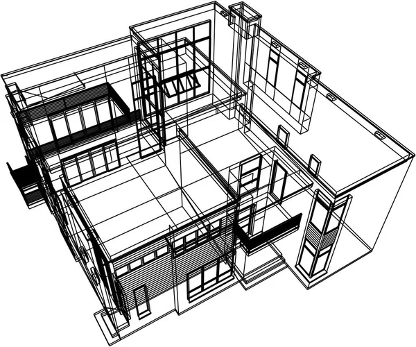 Conception Maison Croquis Illustration Vectorielle — Image vectorielle