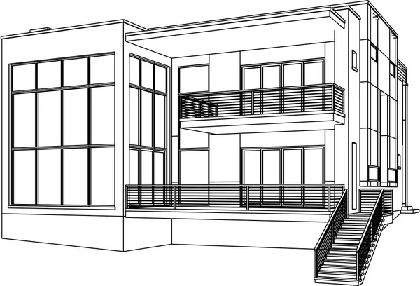 Huis Concept Schets Vectorillustratie — Stockvector