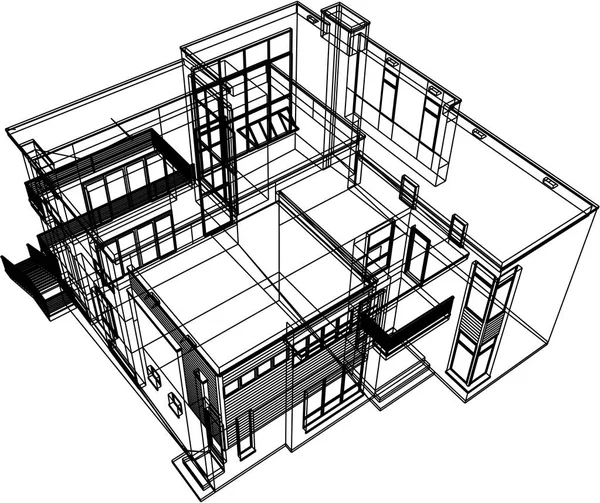 Conception Maison Croquis Illustration Vectorielle — Image vectorielle