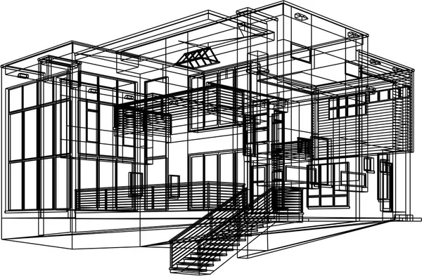 Casa Conceito Esboço Vetor Ilustração — Vetor de Stock