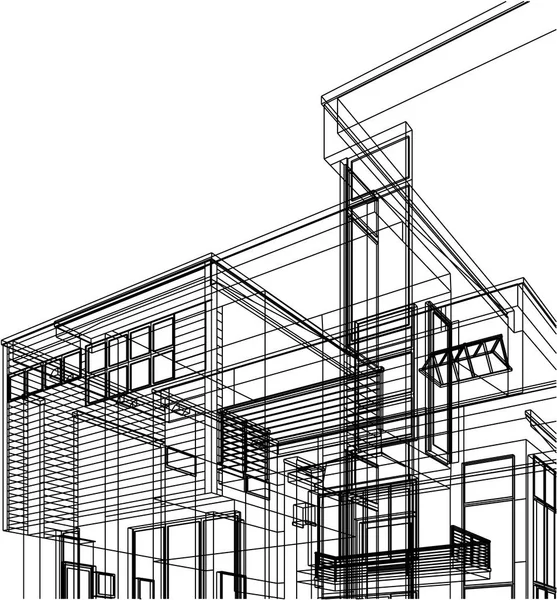 Casa Conceito Esboço Vetor Ilustração — Vetor de Stock